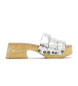 Porronet Nahya-sandaler i sølvfarvet læder