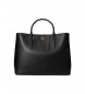 Lauren Ralph Lauren Skórzana torba na ramię Satchel Marcy z czarnej skóry