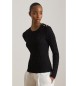 Lauren Ralph Lauren Pull en maille torsadée avec boutons noir