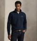 Polo Ralph Lauren Dubbelstickad tröja med kort dragkedja i marinblå färg