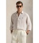 Polo Ralph Lauren Camisa de lino con rayas Custom Fit beige