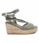 Refresh Leather Sandals 170771 green -Height 9cm wedge