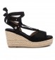 Refresh Leather Sandals 170771 black -Height 9cm wedge