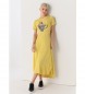 Lois Jeans Gestreiftes langes Kleid 132975 gelb