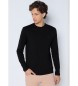 Six Valves T-shirt basic nera a maniche lunghe