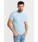 Six Valves T-shirt basique à manches courtes avec encolure ronde bleue