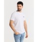 Six Valves Kurzärmeliges Basic-T-Shirt aus Piqué-Stoff weiß