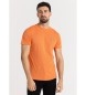 Six Valves Kurzärmeliges Basic-T-Shirt aus orangefarbenem Piqué-Stoff