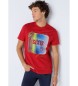 Six Valves T-shirt de manga curta com estampado gradiente vermelho