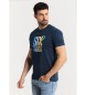 Six Valves Short sleeve print t-shirt in gradient navy colour