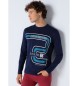 Six Valves Authentisches Langarm-T-Shirt 86 navy