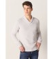 Six Valves Basic grey crossover neck jumper