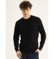 Six Valves Schwarzer Basic-Jacquard-Strickpullover