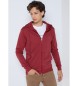 Six Valves Basic sweatshirt med hætte og lynlås rødbrun