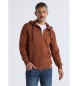 Six Valves Sweatshirt básica com capuz e fecho de correr castanho