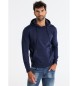 Six Valves Basic kangoeroe sweatshirt met capuchon marine