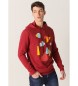 Six Valves Kangaroo hooded sweatshirt maroon abstract print