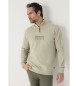 Six Valves Hoodless sweatshirt with zip collar green