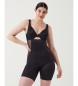 SPANX Satin bodysuit with open bust and shaping mesh black