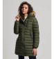 Superdry Fuji mid-length quilted hooded coat green