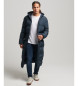 Superdry Ekstra lang quiltet marinebl frakke