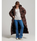 Superdry Long quilted brown hooded coat with hood