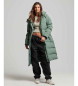 Superdry Quilted long coat with hood green