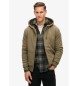 Superdry Hoodie med huva med dragkedja och brunt fleecefoder