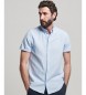 Superdry Niebieska koszula z krótkim rękawem z lnu i bawełny organicznej