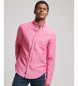 Superdry Studios skjorta med krage och knappar i linne och ekologisk bomull, rosa