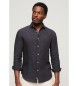 Superdry Långärmad casual skjorta i linne mörkgrå