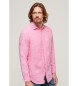 Superdry Lniana koszula z długim rękawem w kolorze różowym