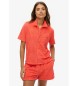 Superdry Country Club koralfarvet krllet strikket skjorte