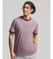 Superdry T-shirt de algodão orgânico com logótipo Essential Ringer castanho