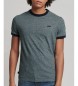 Superdry T-shirt in cotone organico con logo Essential Ringer blu navy