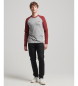 Superdry T-shirt de baseball essentiel à manches longues gris, rouge