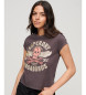 Superdry T-shirt grigia con maniche ad aletta decorata