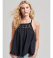 Superdry Vintage navy halter neckline tank top