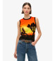 Superdry Tanktop mit orangefarbenem Unterdruck, schwarz