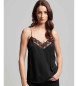 Superdry Satin tank top with black lace edging