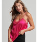Superdry Camisola de alças de cetim com rebordo de renda cor-de-rosa