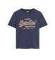 Superdry T-shirt con logo blu metallizzato