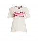 Superdry T-shirt VL T wit, roze