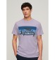 Superdry T-shirt a righe con logo Cali lilla