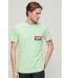 Superdry Gestreiftes T-Shirt mit grünem Cali-Logo
