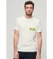 Superdry T-shirt a righe con logo Cali bianco sporco