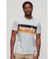 Superdry T-shirt às riscas com logótipo Cali cinzento