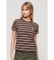 Superdry T-shirt with stripes and logo Essential brown