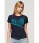 Superdry T-shirt aderente in pile Varsity blu scuro