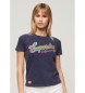 Superdry Cali Sticker - marinblå figurnära T-shirt